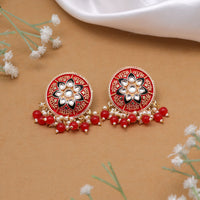 Thumbnail for red color mint meena earrings (mnte459red)