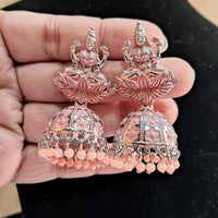 Thumbnail for peach color goddess laxmi temple mint meena earrings (mnte469pch)