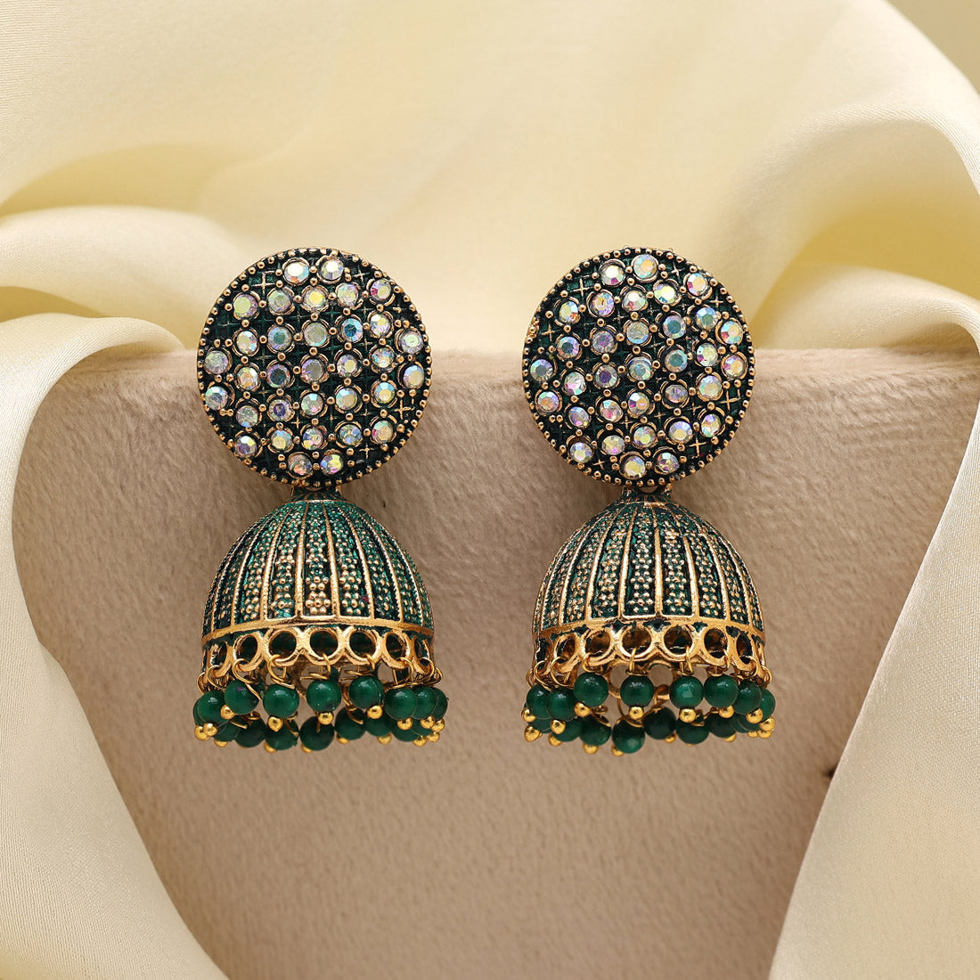 green color mint meena earrings (mnte470grn)