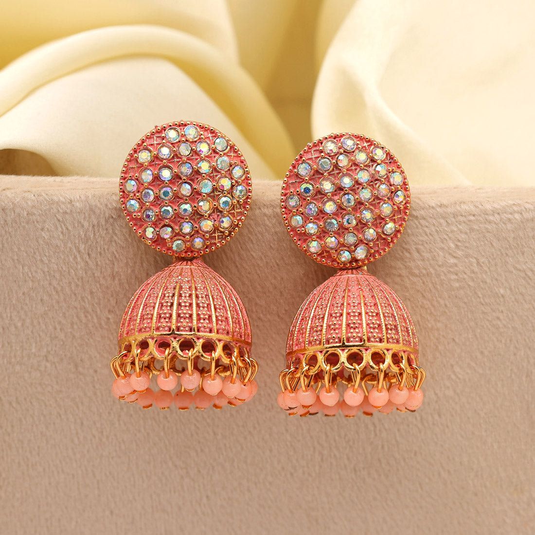 peach color mint meena earrings (mnte470pch)
