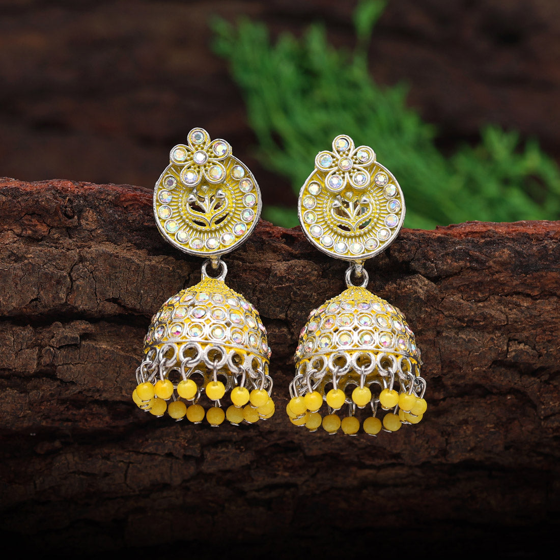 yellow color mint meena earrings (mnte471ylw)