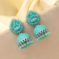 Thumbnail for rama green color goddess lakshmi mint meena earrings (mnte472rgrn)
