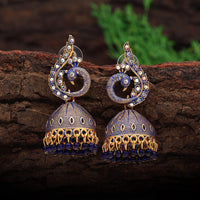 Thumbnail for blue color peacock inspired mint meena earrings (mnte473blu)