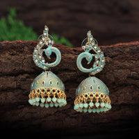 Thumbnail for rama green color peacock inspired mint meena earrings (mnte473rgrn)