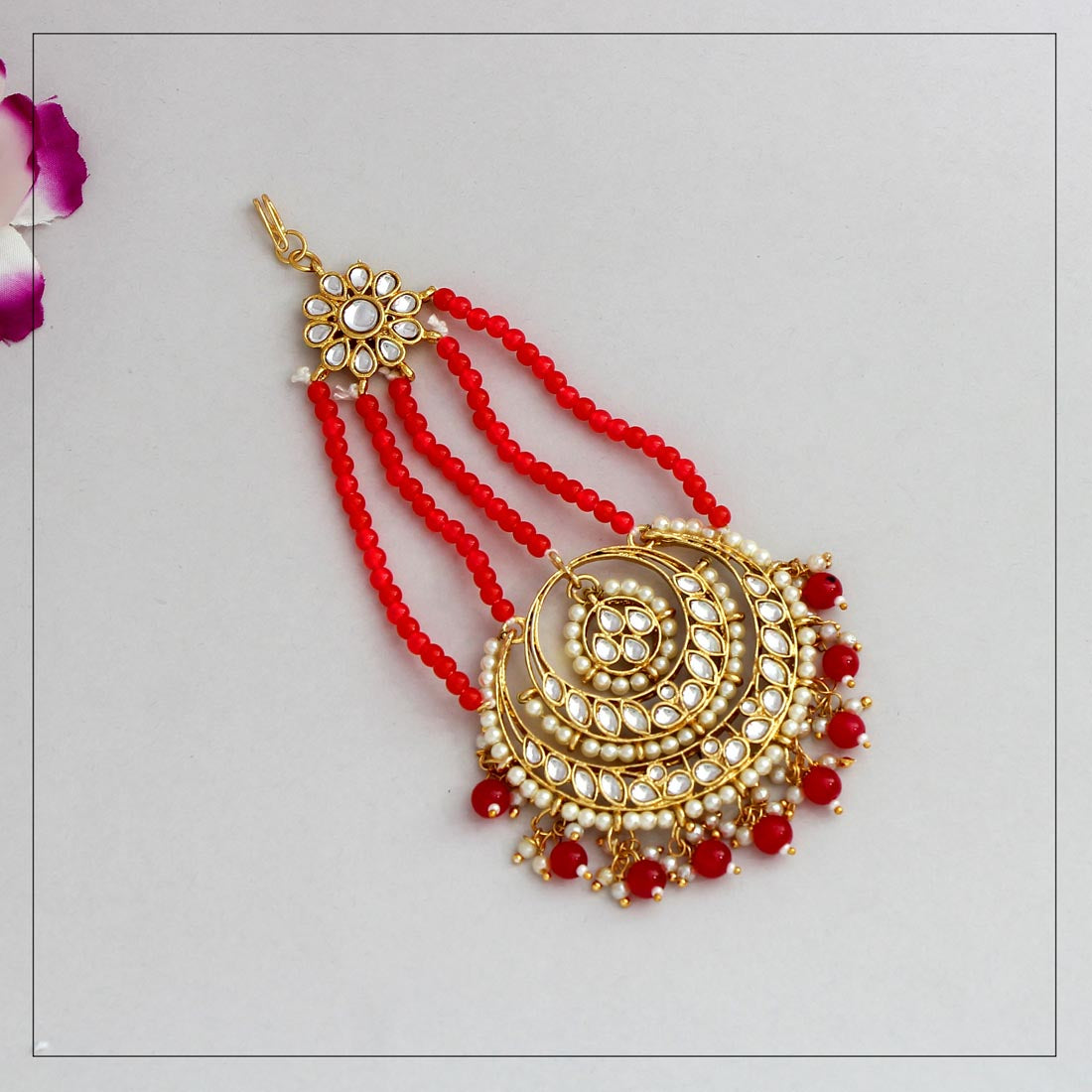 red color kundan maang pasa (mps144red)