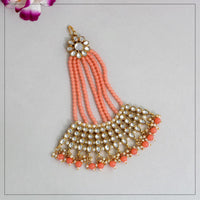 Thumbnail for peach color kundan maang pasa (mps145pch)