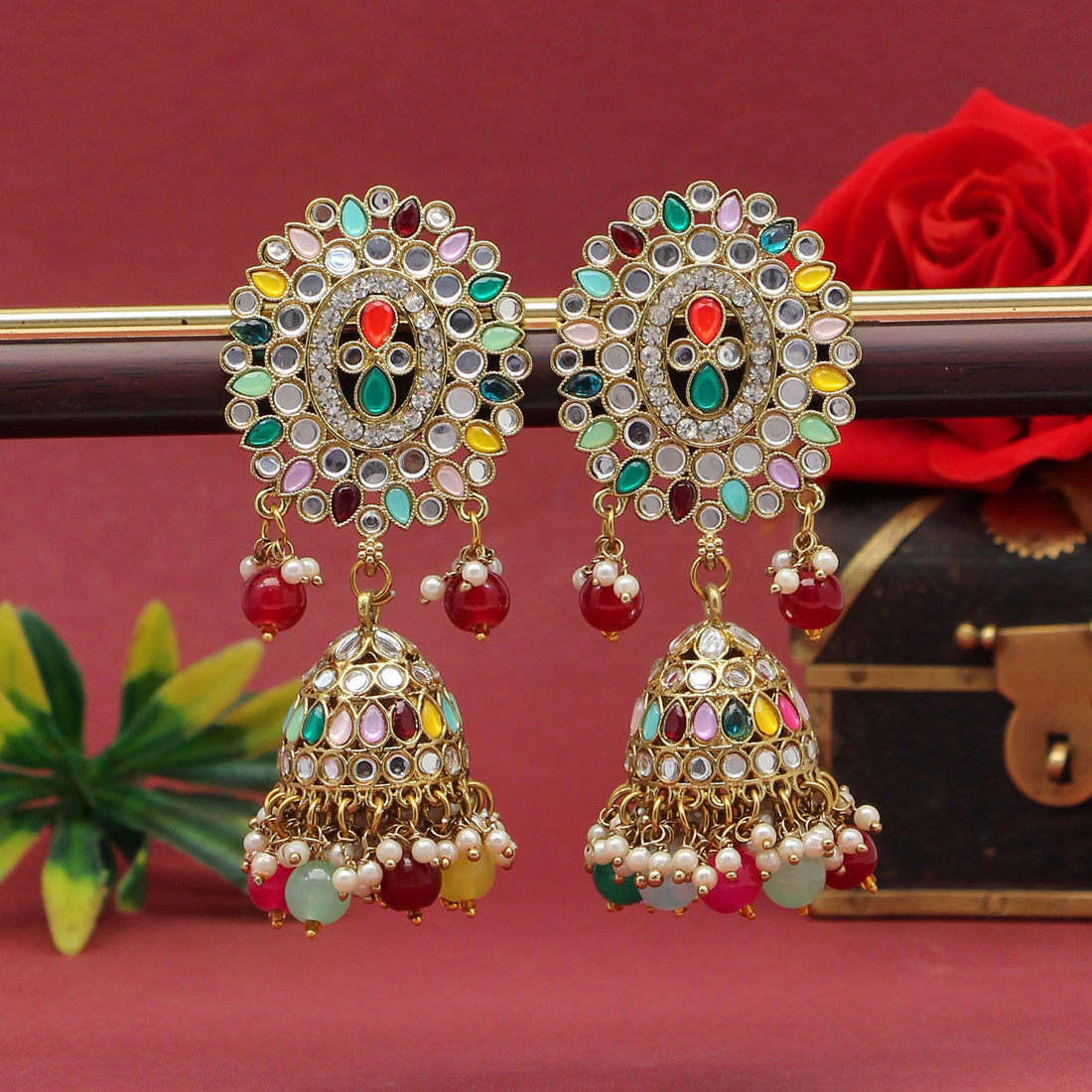 multi color mirror earrings (mre126mlt)