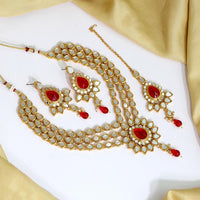 Thumbnail for red color kundan mirror necklaces set (mrn112red)