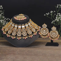 Thumbnail for pink color kundan mirror necklaces set (mrn119pnk)