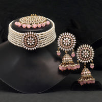 Thumbnail for pink color kundan mirror choker necklaces set (mrn145pnk)