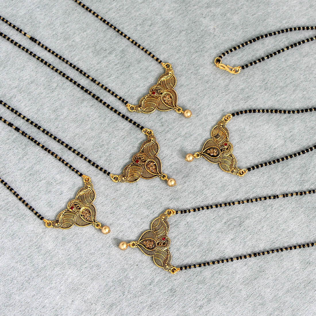 gold color 5 piece of mangalsutra combo (ms148cmb)