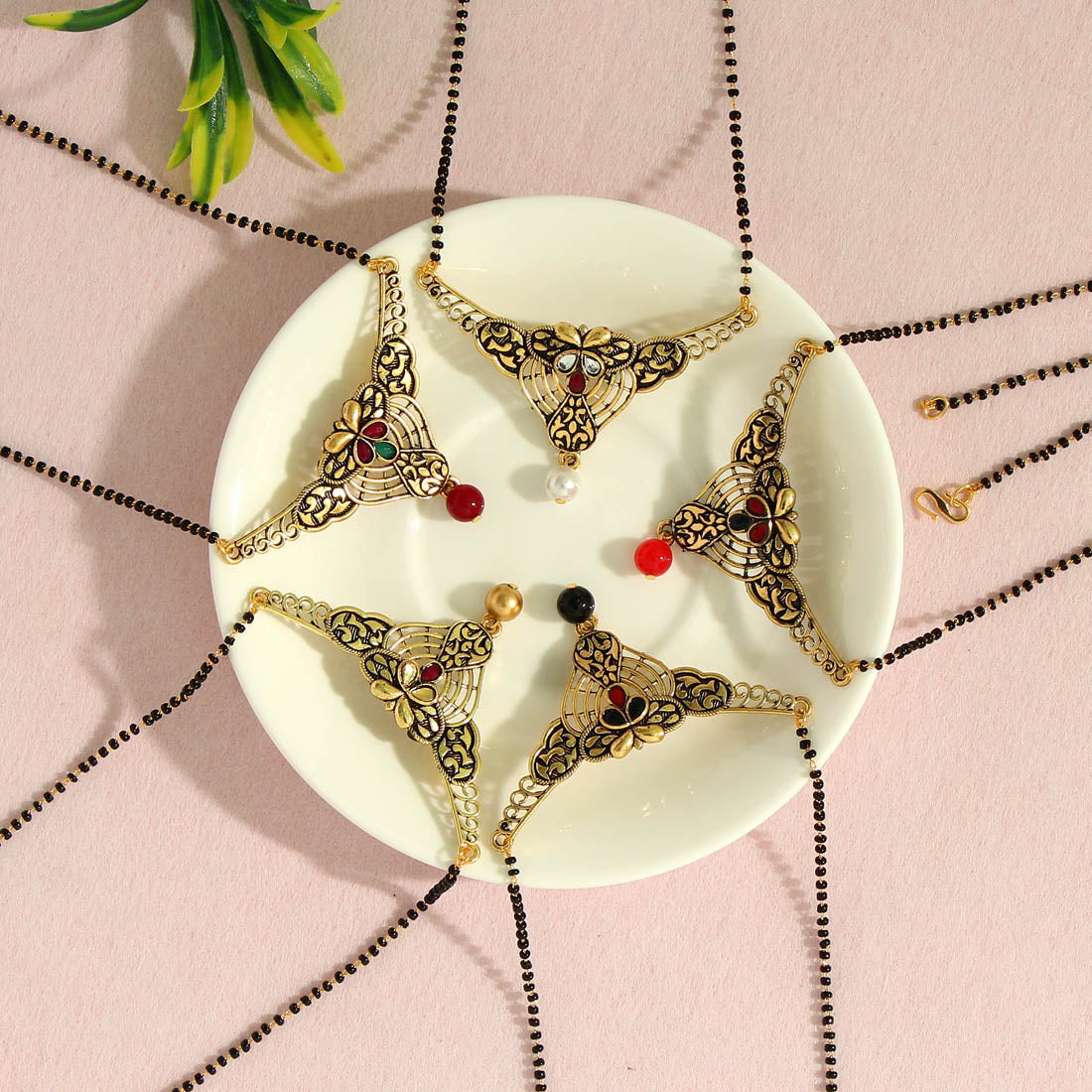 assorted color 5 piece of mangalsutra combo (ms154cmb)