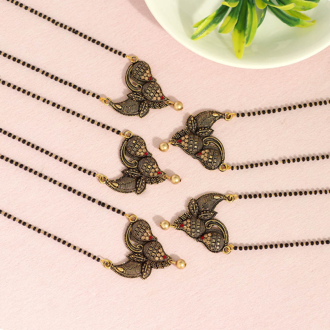 gold color 5 piece of mangalsutra combo (ms160cmb)