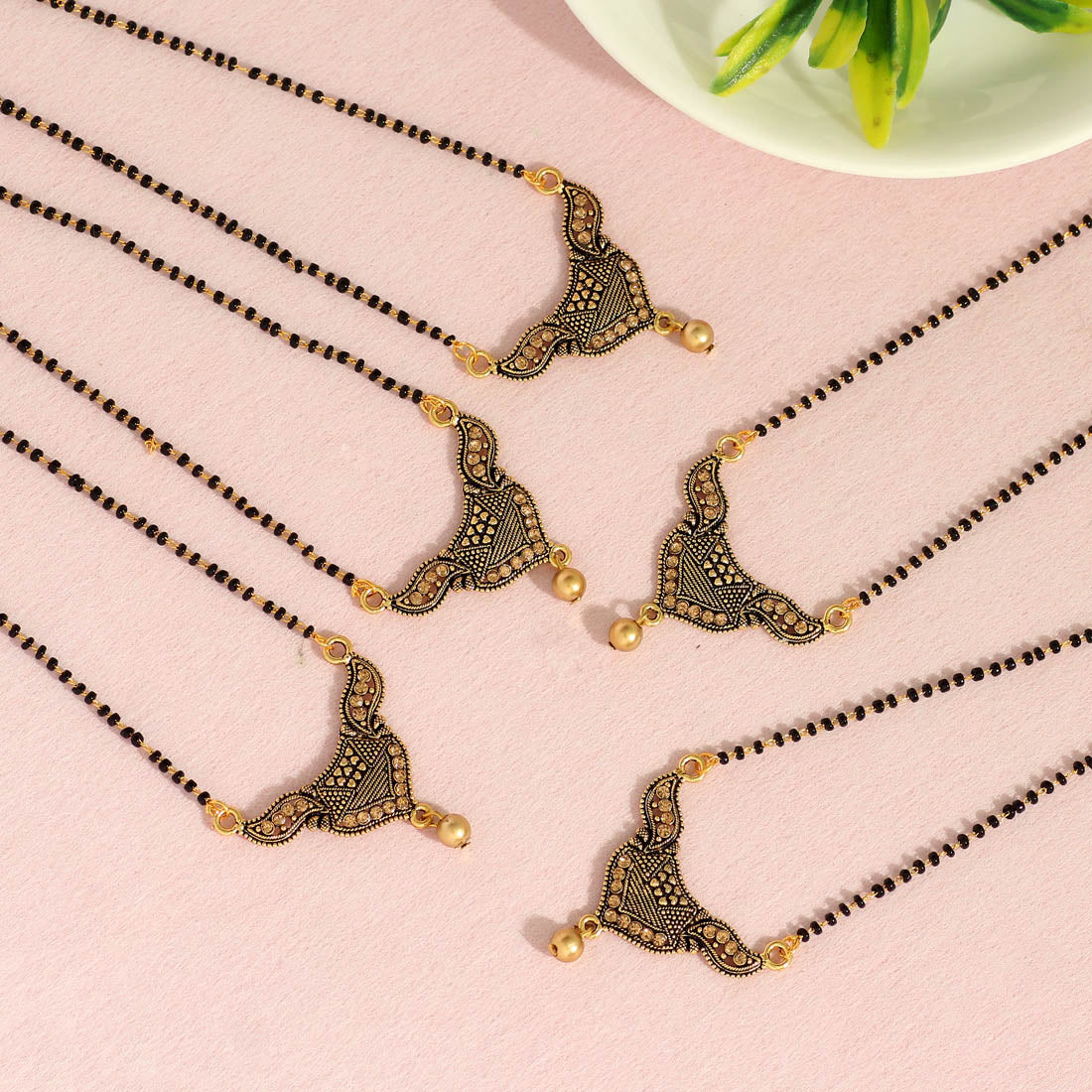 gold color 5 piece of mangalsutra combo (ms163cmb)