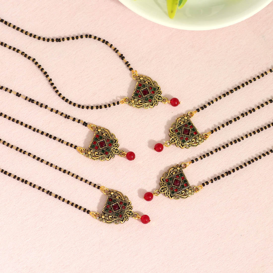 maroon & green color 5 piece of mangalsutra combo (ms164cmb)