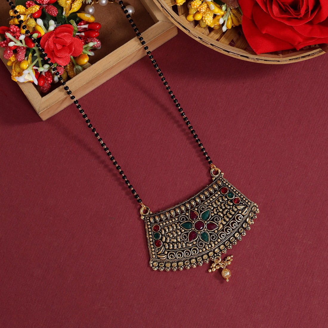 maroon & green color mangalsutra (ms289mg)