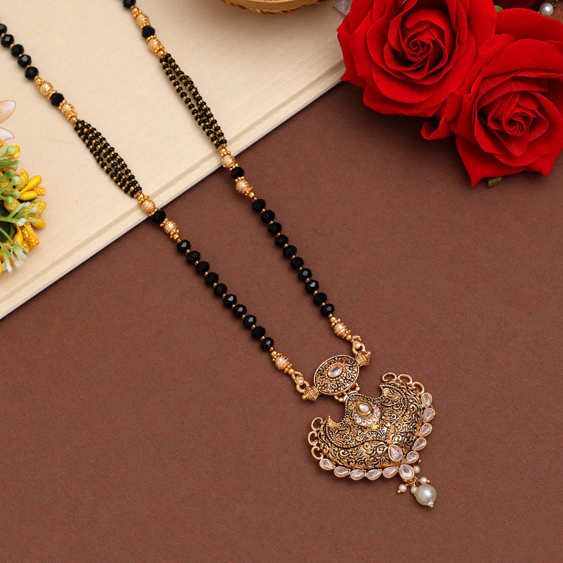 white color long mangalsutra (ms308wht)