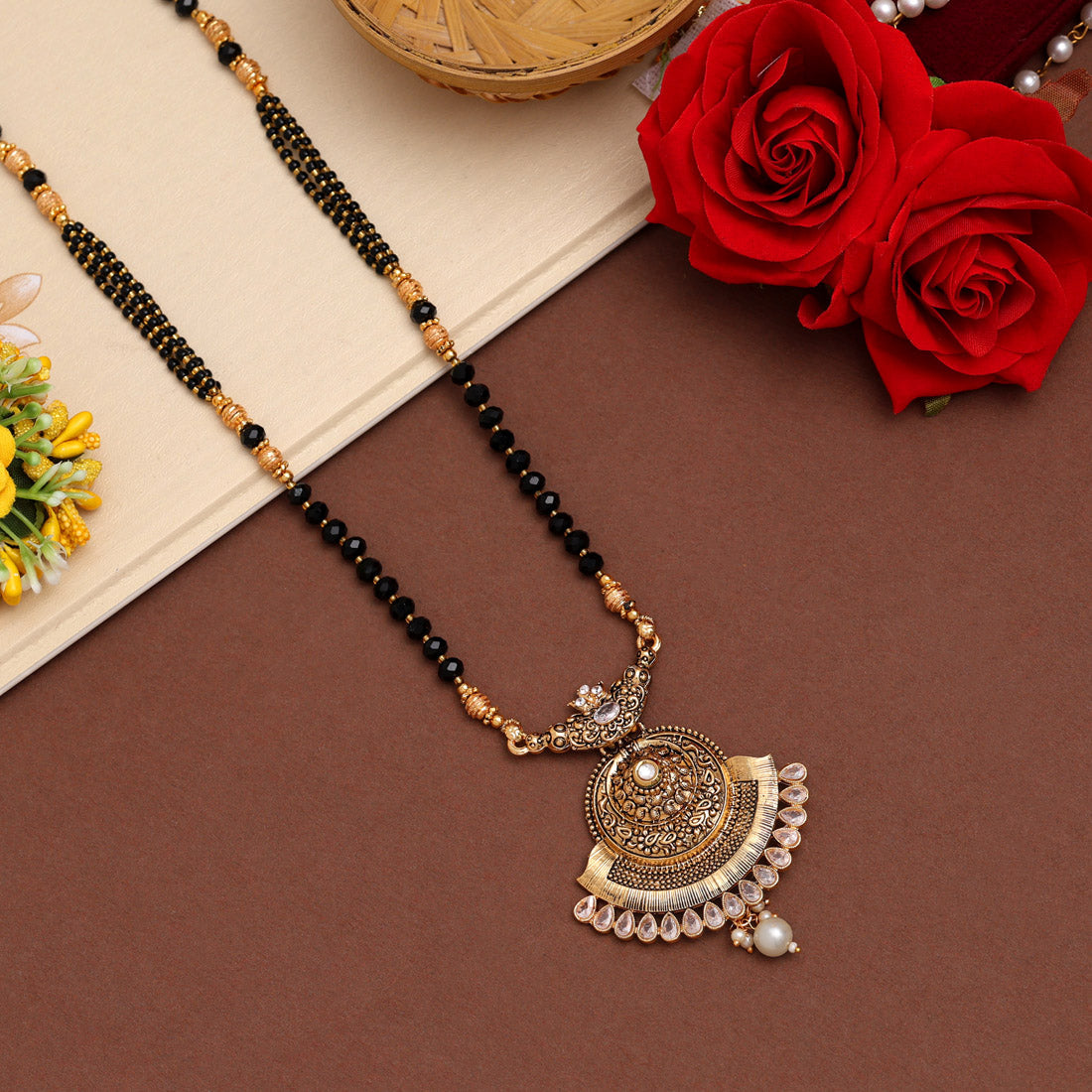 white color long mangalsutra (ms309wht)