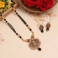 Thumbnail for gold color long mangalsutra with earrings (ms316gld)