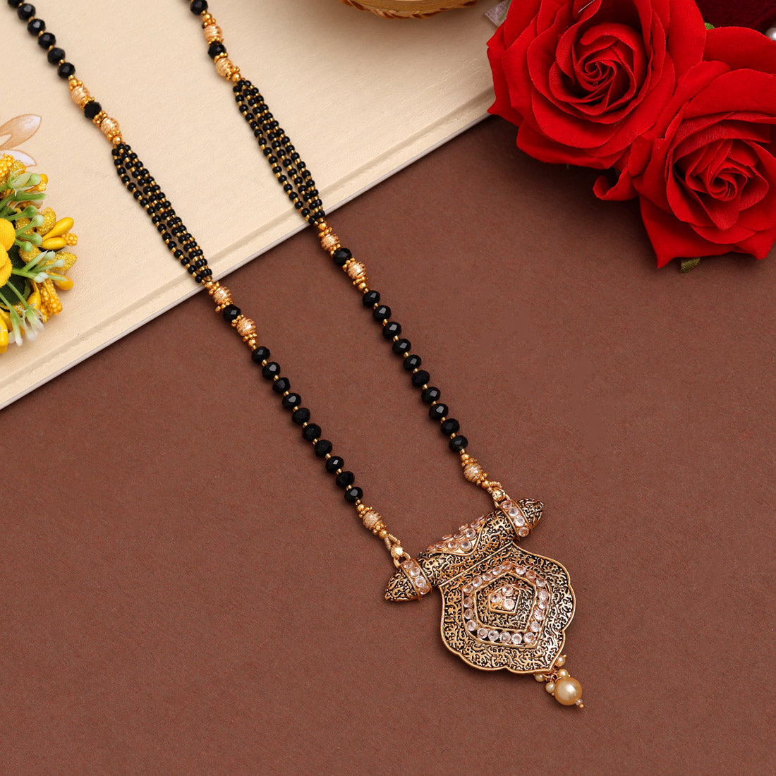 white color long mangalsutra (ms322wht)