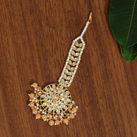 Thumbnail for peach color kundan maang tikka (mtk440pch)