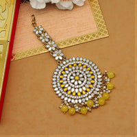 Thumbnail for yellow color mirror work maang tikka (mtk540ylw)