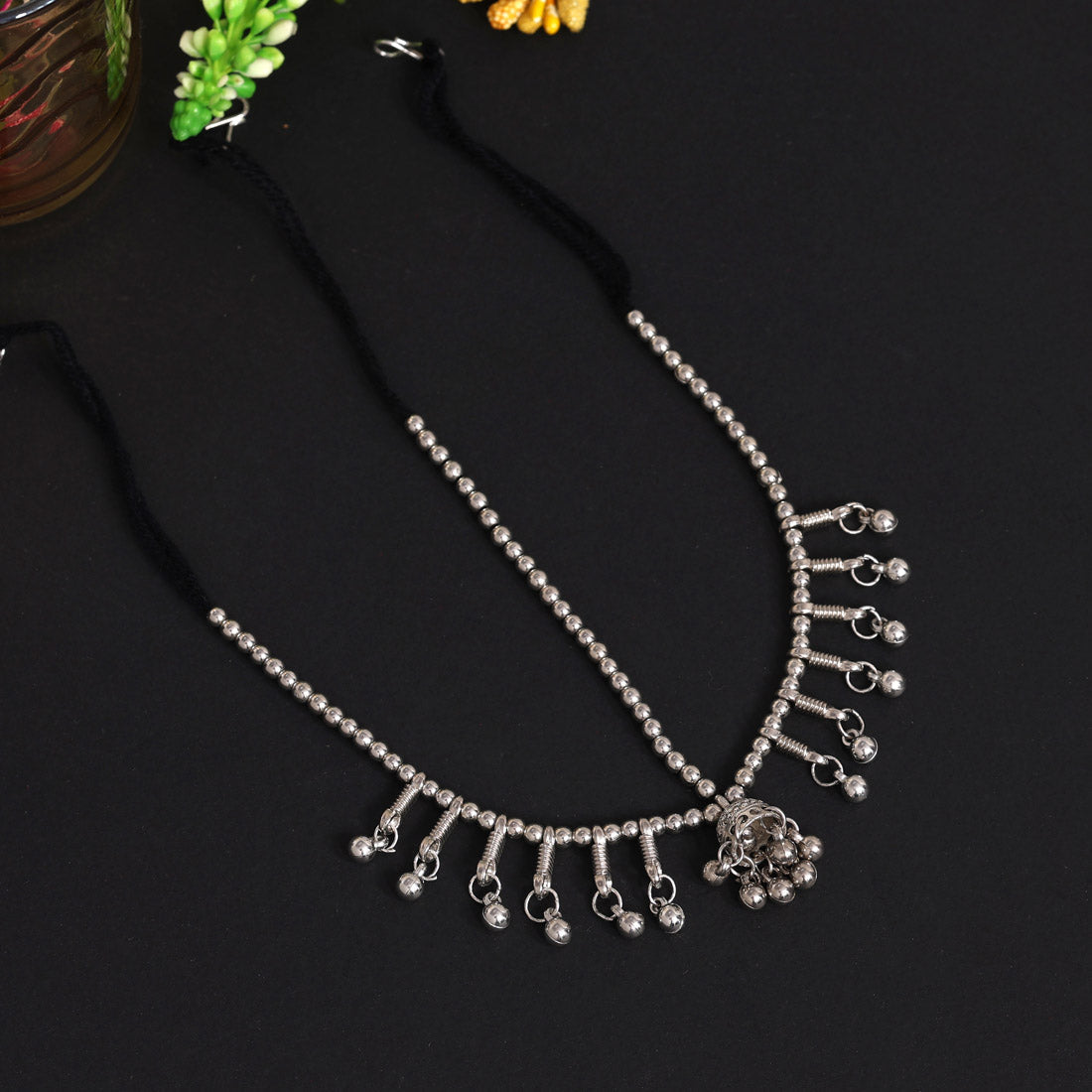 silver color oxidised matha patti (mtp348slv)