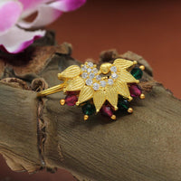 Thumbnail for maroon & green color american diamond nose pin (nsp101mg)