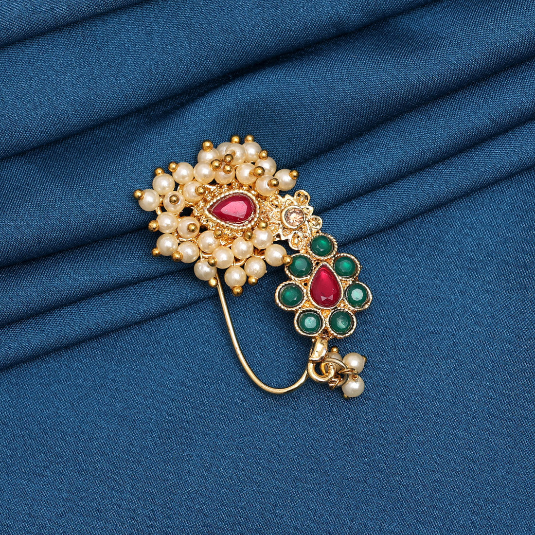 maroon & green color nose pin (nsp108mg)