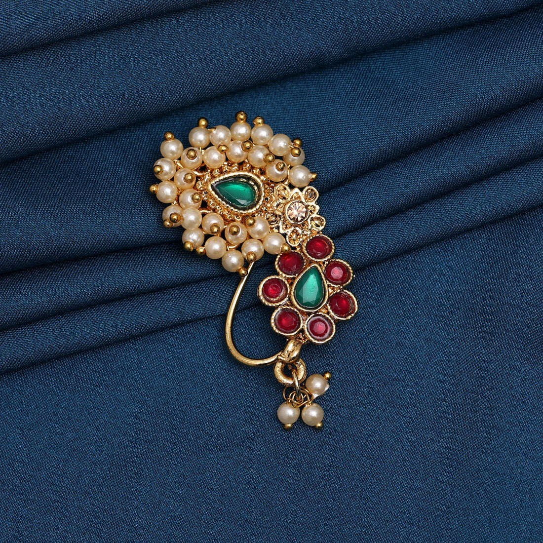 maroon & green color nose pin (nsp109mg)