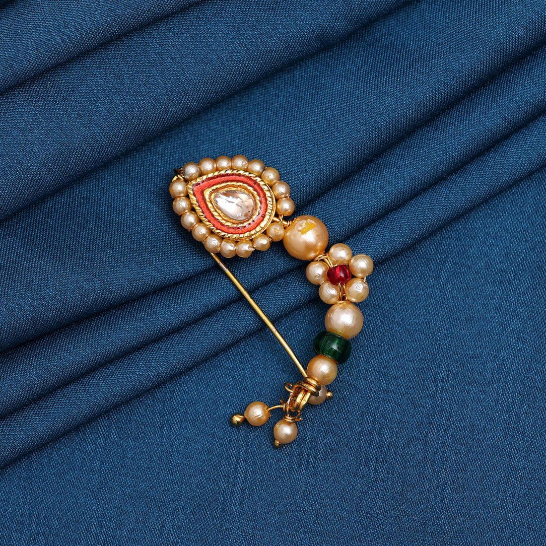 maroon & green color nose pin (nsp117mg)