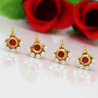 Thumbnail for rani color kundan nose pin combo of 4 pieces (nsp158cmb)
