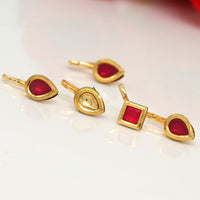 Thumbnail for assorted color kundan nose pin combo of 5 pieces (nsp185cmb)