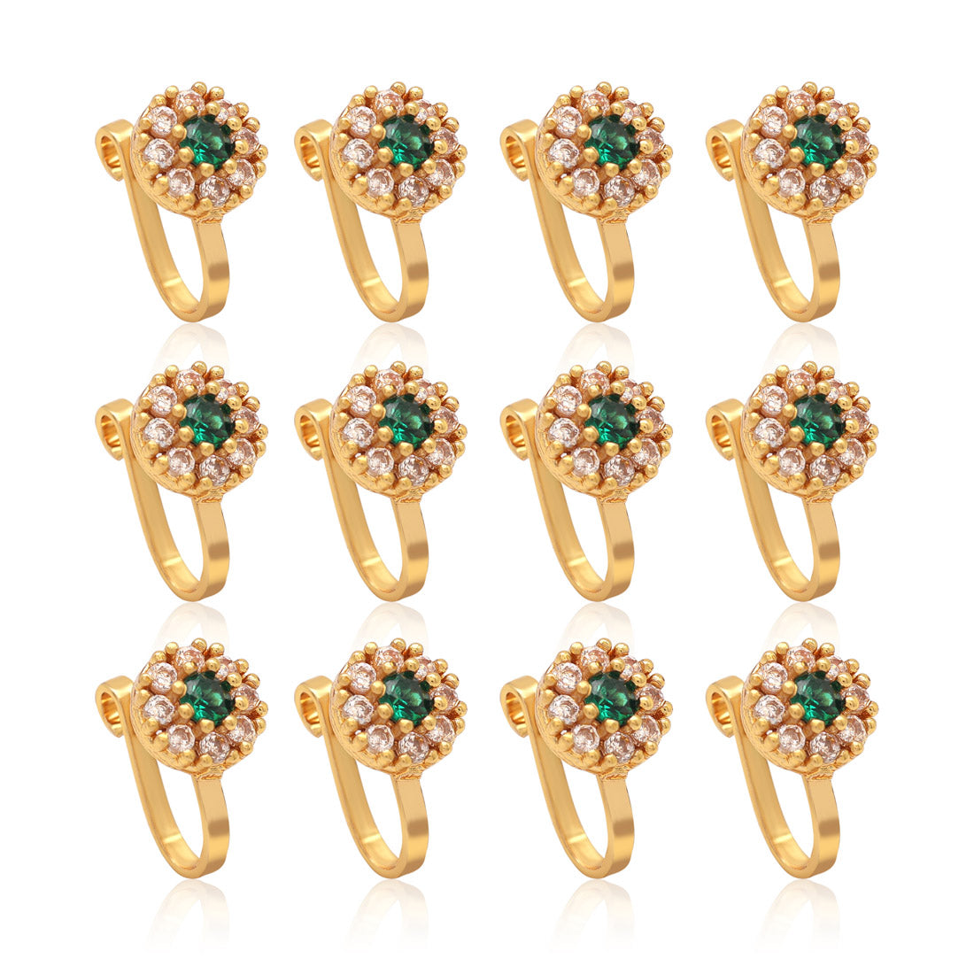 green color nose pin combo of 12 pieces (nsp251cmb)