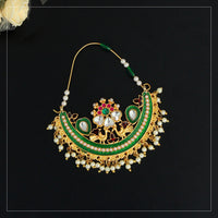 Thumbnail for green color glass stone meenakari nose nath (nth288grn)
