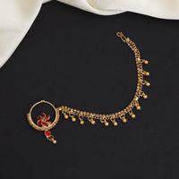 Thumbnail for red color gold plated nose nath (nth324red)