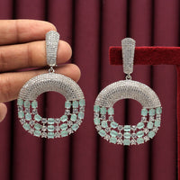 Thumbnail for pista green color premium american diamond earrings (pade356pgrn)