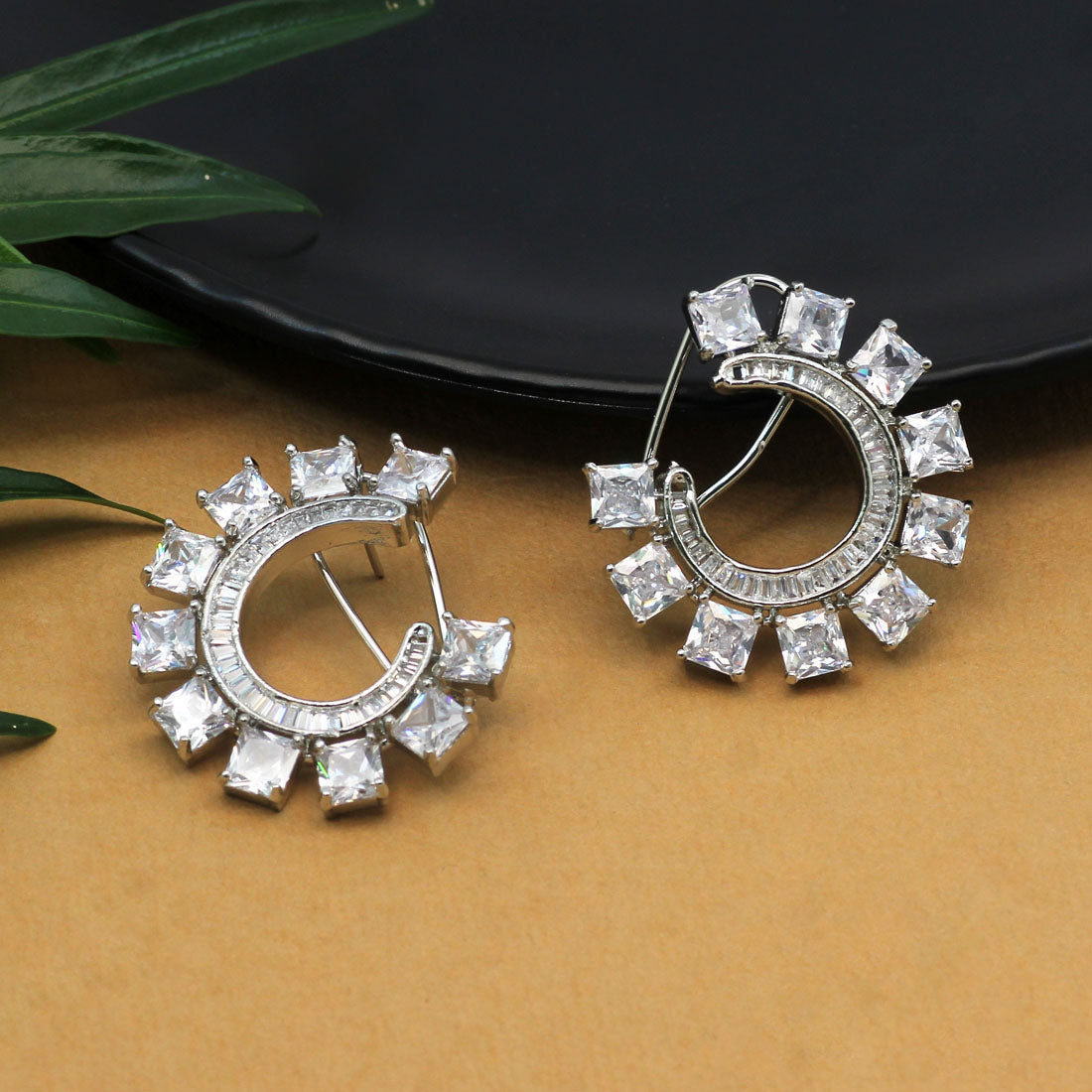 white color premium american diamond earrings (pade357wht)